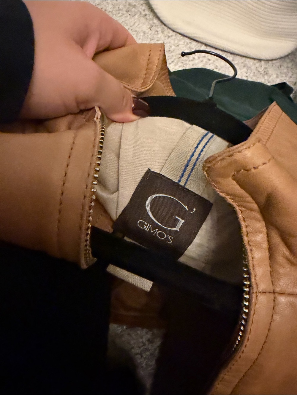 Tan Leather Zip Jacket